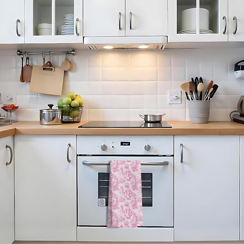 Nipil Nipi Pink Chinoiserie Golden Doodle Kitchen Towels, Pink Botanical Grandmillennial Dog Decorative Dish Tea Towels, Golden Doodle Gifts Hand Towels for Kitchen Bathroom Decor, 16x24 Inch - Image 4